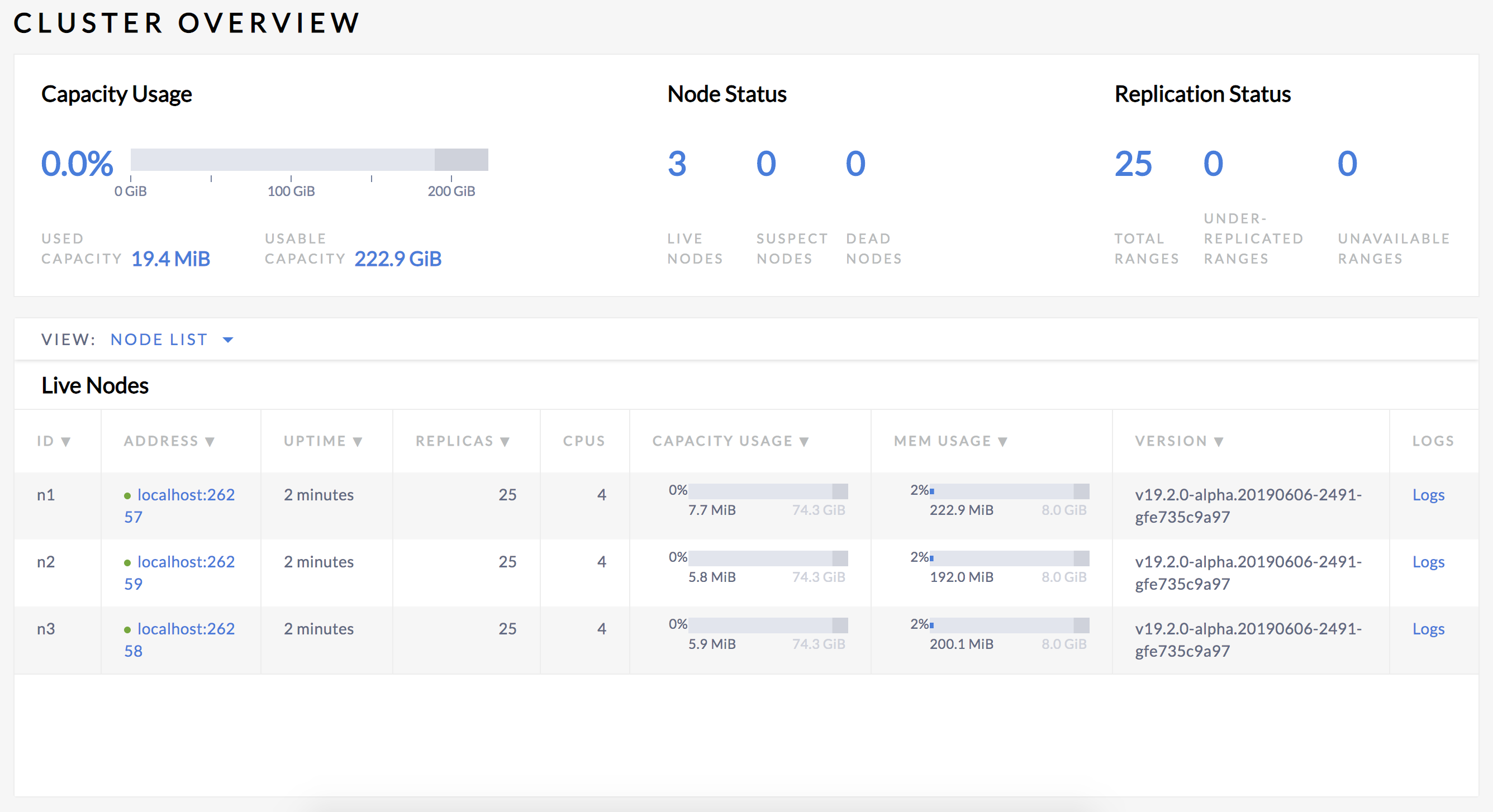 CockroachDB Admin UI